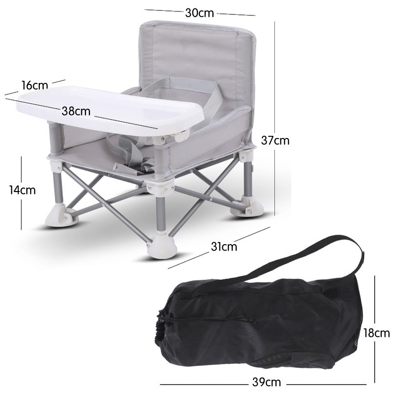 Portable Booster High Chair – Foldable Aluminum Seat with Tray & Travel Bag
