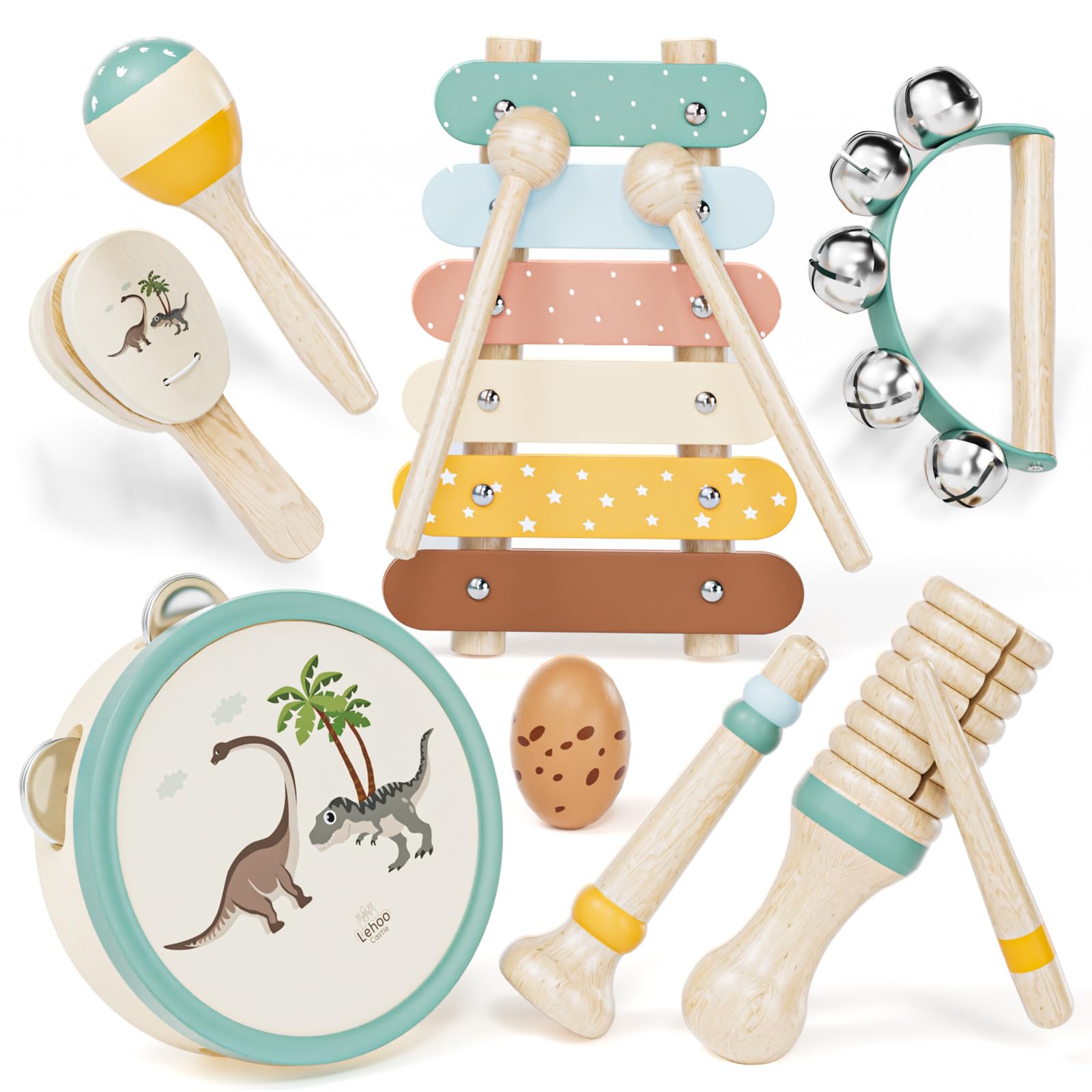 Montessori Wooden Toy Set for Toddlers with Xylophone & Instruments